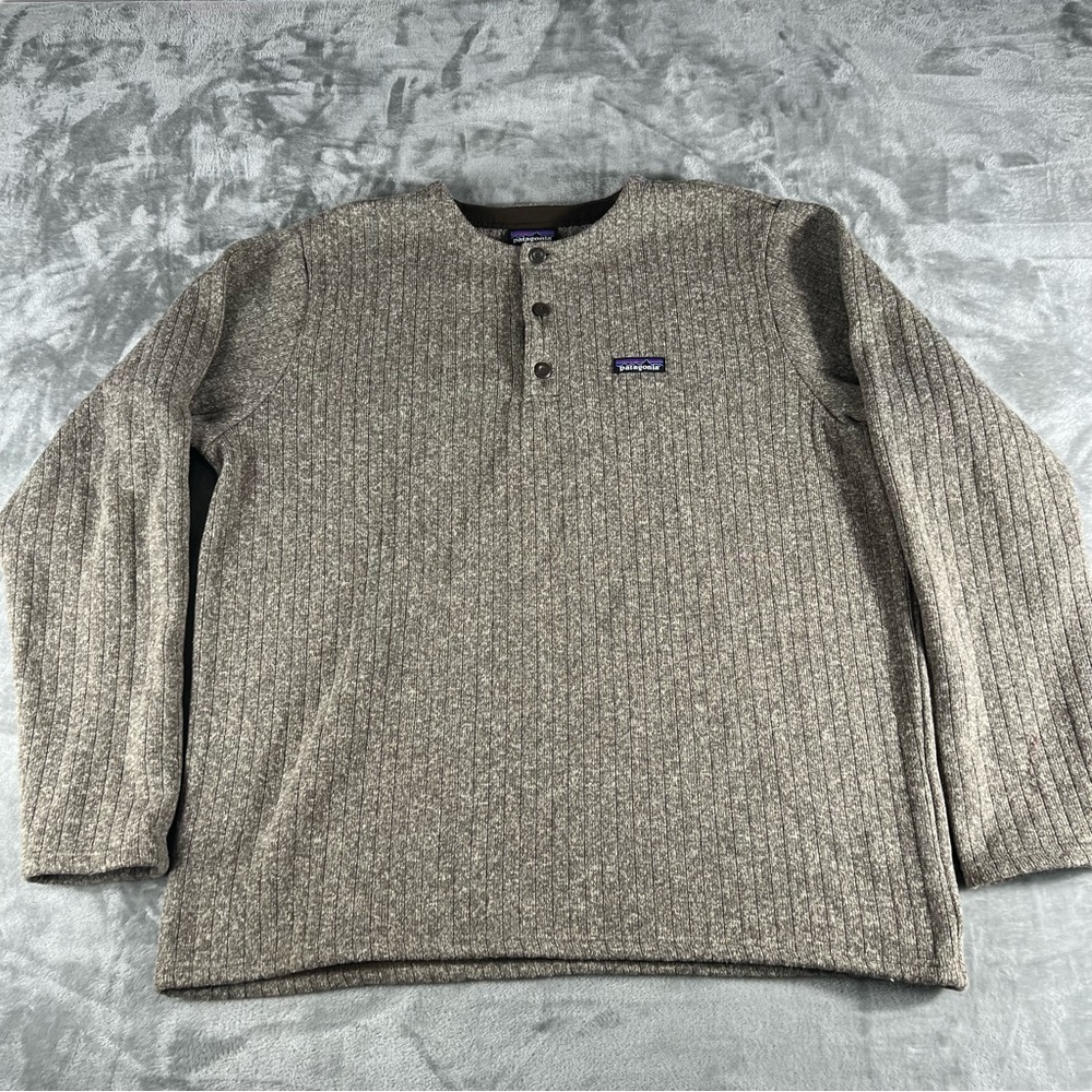 Patagonia Better Sweater Henley Pullover Fleece Men's Sz XL Pale Khaki Rib Knit